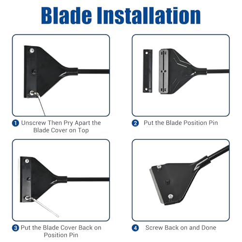 Algae Scraper for Glass Aquariums - 25.6 Inch Rigid Long Handle Aquarium Razor Scraper Tool, Screw-Locked Fish Tank Cleaner with 10 Stainless Steel Blades & Hex Wrench, Optimized for Flat Glass - size: 25.6inch