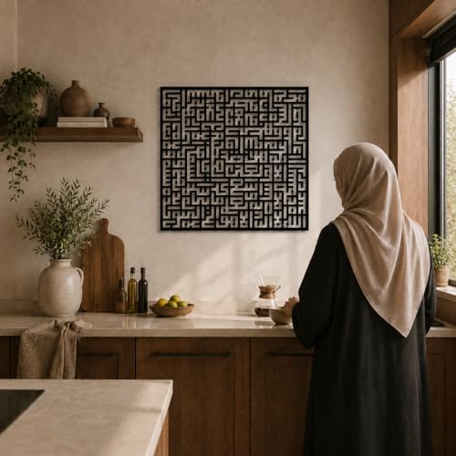 DEKADRON Metal Wall Art, Ayat Al Kursi Kufi, Islamic Wall Decor, Metal Arts for Muslim Homes, Wall Hangings - size: 39.4"L x 39.4"W