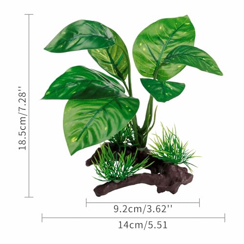 Reptile Artificial Plants, Terrarium Plants Decorations Supplies, Aquarium Fish Tank Plant, Amphibian Habitat Hideout Tank Accessories (M Set-2pcs/F)