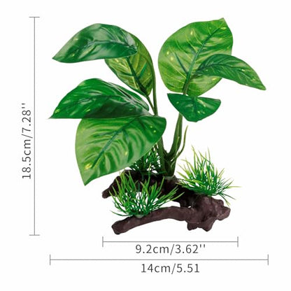 Reptile Artificial Plants, Terrarium Plants Decorations Supplies, Aquarium Fish Tank Plant, Amphibian Habitat Hideout Tank Accessories (M Set-2pcs/F)