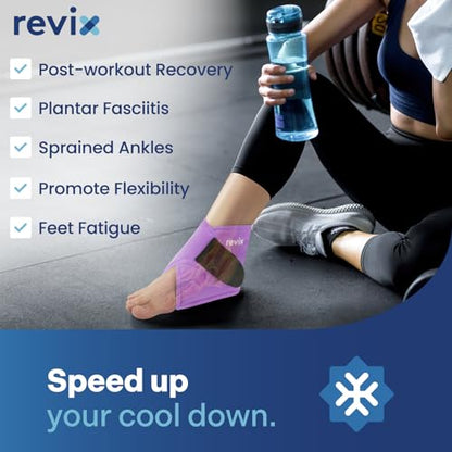 REVIX Foot Ice Pack Wrap, All-in-One Wearable Design, Purple | Ankle Ice Wrap with Flexible Gel Design, Adjustable One-Size Fit for Achilles Tendonitis, Sprained Ankle and Swelling - style: Purple-1 Pack