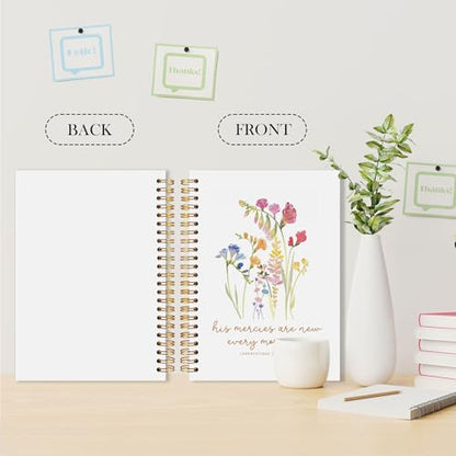 Christian Flower Spiral Notebook, His Mercies Are New Every Morning Bible Verse Journal, Christian Gifts for Women, Religious Prayer Notebook Journal, 5.5x8.3 - color: Floral Christian 12