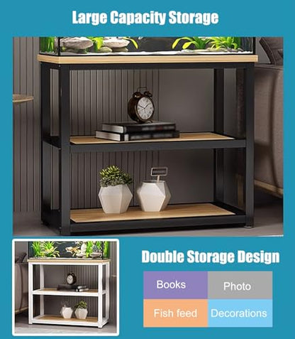 27.5in Tall Black Aquarium Stand 5 10 20 Gallon, Metal and Wood Fish Tank Holder Stand with 2 Layer Storage Shelf, Modern Rectangle Breeder Tank Stands Turtle/ （#2-40x30x70cm） - color: #2, size: (LxWxH)40x30x70cm