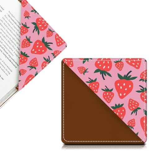 Cute Leather Bookmarks, Fun Triangle Making Corner Bookmark, Book Accessories for Reading Book Lovers, Unbreakable Page Markers for Women Men Pink Cute Strawberry - color: Pink Cute Strawberry