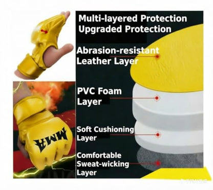 MMA Gloves Grappling Sparring, Mixed Martial Arts Mitts Men Women Boxing Gloves, Combat Sports Training, Muay Thai, Kickboxing, Open Palm Training Gloves for Grappling, Punching Bag, Self-Defense
