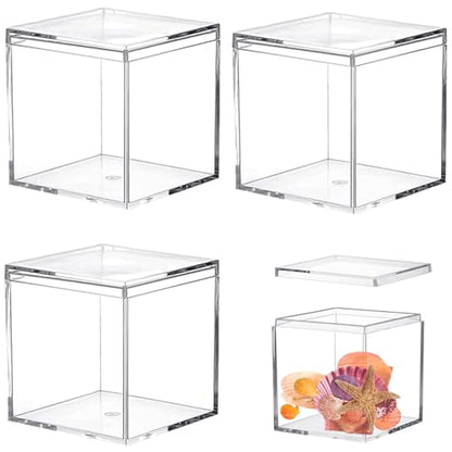 Acrylic Box Clear Acrylic Square Cube Display Case Acrylic Boxes with Lid for Gifts Weddings Party Favors Jewelry Storage Box - size: 3 x 3 x 3 Inch
