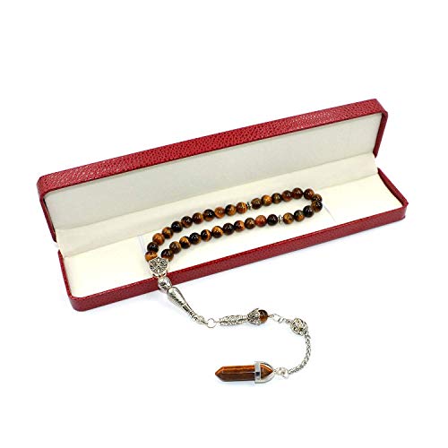 Design Tiger Eye Stone Series Worry Beads - Elegant 8 mm 33 Beads, Long Metal Tassel - color: Elegant 8 mm 33 Beads, Long Metal Tassel