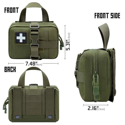 Upgrade Molle Rip Away Ifak Pouch, Tactical Small Belt First Aid Pouch Medical Utility EMT Pouch Only - color: ARMY GREEN
