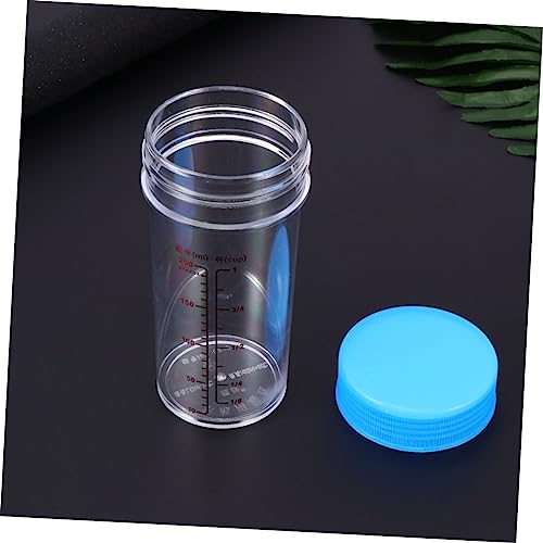 NUOBESTY Plastic Measuring Cups Set with Leak Proof Lids Clear Scale Beakers 5.51 Inch Reusable Laboratory and Kitchen Liquid Measuring Cups for Crafts and Medical Science - color: Blue