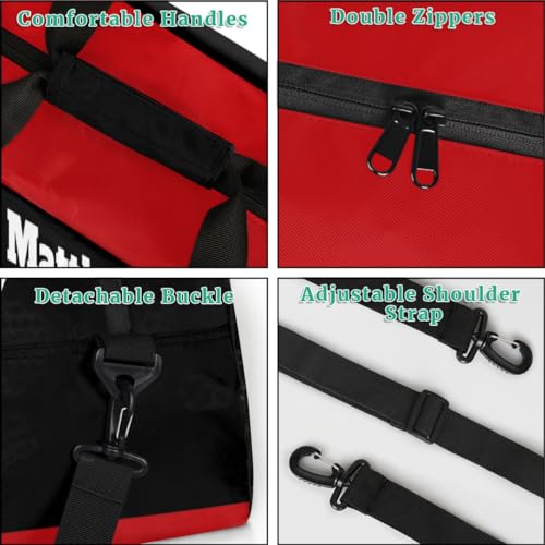 Custom Sports Gym Bag for Boys, Martial Art Silhouette Black Red | Personalized Named Practice Travel Overnight Training Bag - color: Color 1