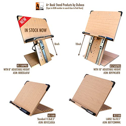 BS1500 11.8x8.5 Portable Adjustable Foldable Bookstand Holder for Reading Hands Free Large Thick Heavy Textbooks Cookbooks Tablets - size: Standard 11.8"x8.5"