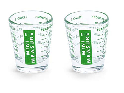 Kolder Mini Measure Heavy Glass, 20-Incremental Measurements Multi-Purpose Liquid and Dry Measuring Shot Glass, Green, Set of 2 - color: Green, size: Set of 2