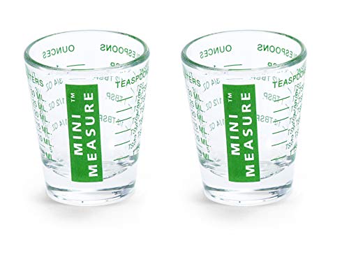 Kolder Mini Measure Heavy Glass, 20-Incremental Measurements Multi-Purpose Liquid and Dry Measuring Shot Glass, Green, Set of 2 - color: Green, size: Set of 2
