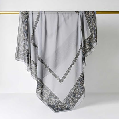K-Elewon Large Square Scarf 51" Headscarf Chiffon Fashion Scarves Turbans Hair Wrapping Scarfs - color: A-grey