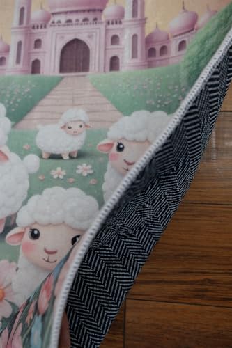 AI-Designed Educational Children Prayer Mat Digital Print Non-Slip Base 60x100cm Polyester with 4mm Foam Padding Bej 60x100
