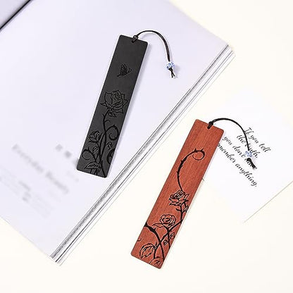 Cute Bookmarks for Women, Pretty Flower Bookmarks Rose Wooden Book Markers for Women, Bookish Gifts (Rose) - style: Rose