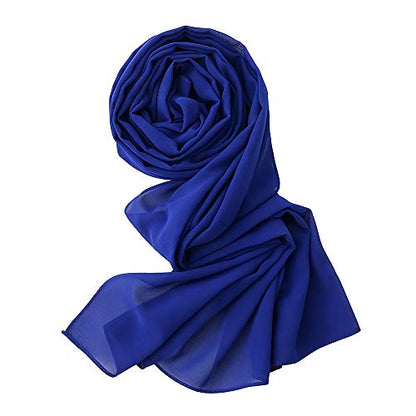 Yeieeo Chiffon Head Wraps for Women - Solid Color Fashion Bubble Chiffon Scarf Hijab - color: Royal Blue