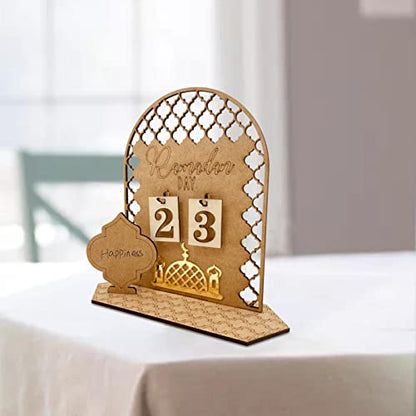Naysku 2023 R-amadan, M-ubarak Countdown Calendar Decorations, Wooden R-amadan Calendar, Eid M-ubarak Ornament, Hollow Out R-amadan Calendar I-slam M-uslim Accessories for Home Decor