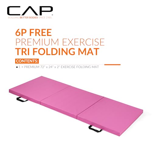 CAP Barbell All Purpose Folding Anti Tear Exercise Training Aerobic Fitness Gym & Gymnastics Balance Mat | Multiple options - color: Pink, style: 6' x 2' x 2.0" Thick