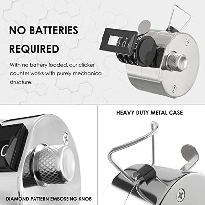 KTRIO Metal Handheld Tally Counter, 4-Digit Mechanical Clicker | Battery-Free Counter, 4-Digit Display, Durable Metal Casing, Portable Finger Ring, Multi-Use Clicker - style: 2 Pack