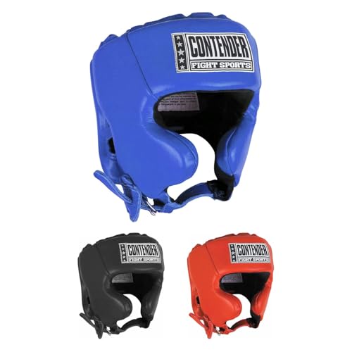 Contender Fight Sports Competition Boxing Muay Thai MMA Sparring Head Protection Headgear with Cheeks - color: Blue, size: Large (New)