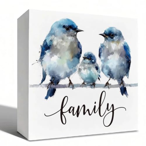 Rustic Farmhouse Wood Block Plaque, 5x5 Inch Family Love Wall Art, Bedroom Tabletop House Decor, Soft Home Ornament - color: Family 14