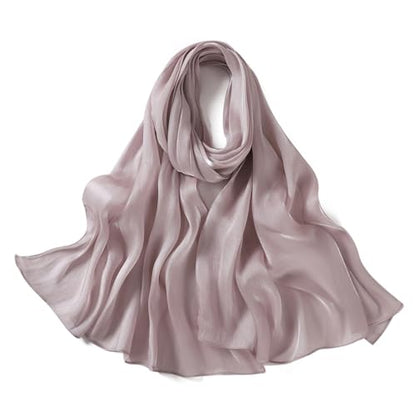 Premium Hijab Head Scarf for Women Lightweight Shimmer Hijab Head Wrap Scarves Crepe Satin Scarf Shawl Wrap - color: Dusty Purple