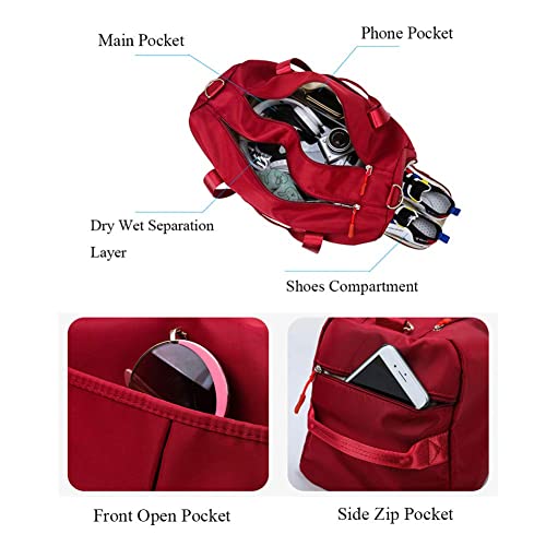 Sports Gym Bag for Women Travel Duffel Bag with Wet Pocket and Shoes Compartment for Training Swim Yoga(Beige) - color: Beige