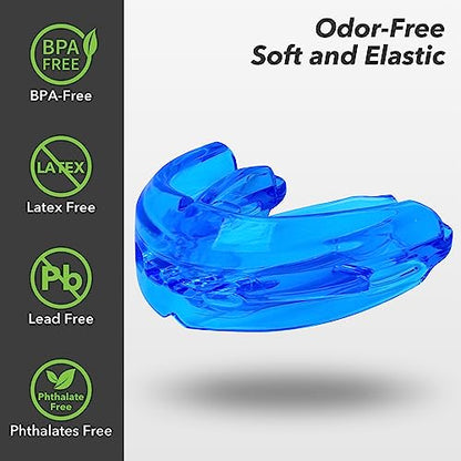 Mouth Guard Sports Youth Adult,Mouth Guard for Braces Soft,No Boiling - color: Blue/Strapless
