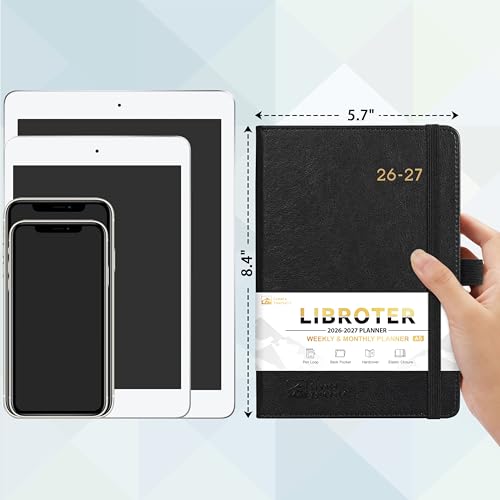 2026-2027 Planner - Academic Planner 2026-2027 Weekly Monthly Planner, July 2026 - June 2027, 5.7'' x 8.4'', Thick Paper, Leather Cover, Pen Holder, Back Pocket, Perfect Daily Organizer - Black - color: Black