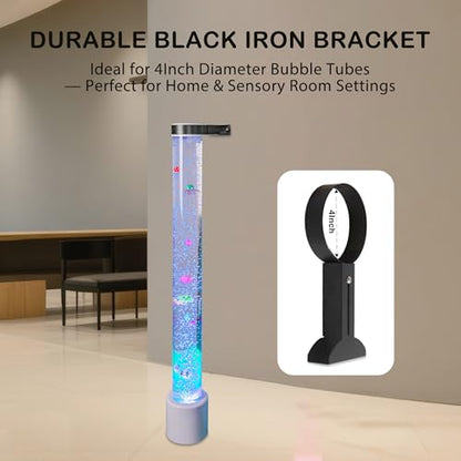 Wall Bracket for Sensory Bubble Fish Tube | 10–19cm Adjustable Dual-Ring Holder for 10cm Bubble Tube Lamps | Anti-Spill Support with Non-Slip Liner & Wide Stable Base