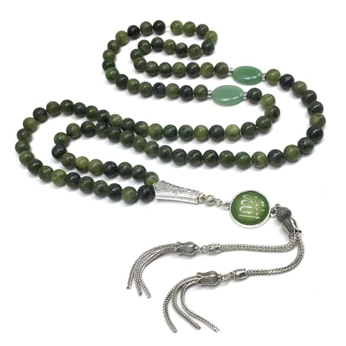 Special Prayer Beads Series -99 beads- Tesbih Tasbih Tasbeeh Misbaha Masbaha Subha Sebha Sibha (Taiwan Green Jade -8mm, 99 Beads) - color: Taiwan Green Jade -8mm, 99 Beads