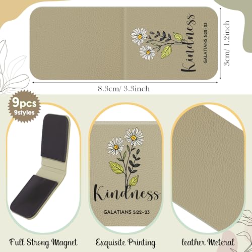 Tisancy 9 Pcs Christian Magnetic Bookmarks Bulk Inspirational Gifts Leather Bookmarks Handmade Bible Motivational Gifts for Vbs Sunday School Book Club(Gray Brown) - color: Gray Brown