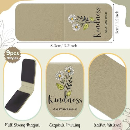 Tisancy 9 Pcs Christian Magnetic Bookmarks Bulk Inspirational Gifts Leather Bookmarks Handmade Bible Motivational Gifts for Vbs Sunday School Book Club(Gray Brown) - color: Gray Brown