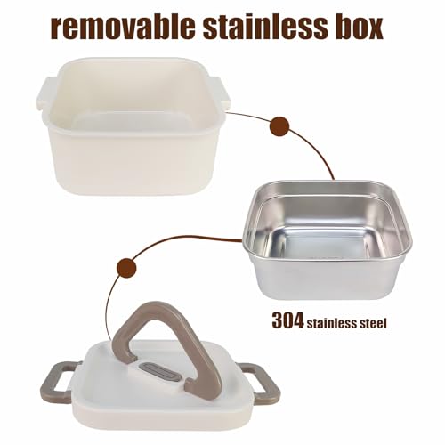 Aventik Fishing Bait Container Organizer with Handle Insulated Breathable Live Bait Box Stainless Steel Worm Storage Tank for Nightcrawlers Keeps Bait Fresh and Alive(square 700ml) - style: square 700ml