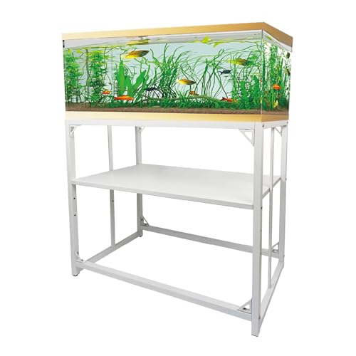 Fish Tank Stand, 40 Gallon Heavy Duty Metal Aquarium Stands, Reptile Tank, Turtle Tank, Breeder Tank Stand, 660LBS Capacity Terrarium Stand Rack with 2-Tier Storage Shelves (White, 36.5"x18.5"x29.5") - color: White, size: (40 Gallon)36.5"x18.5"