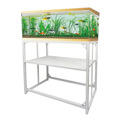 Fish Tank Stand, 40 Gallon Heavy Duty Metal Aquarium Stands, Reptile Tank, Turtle Tank, Breeder Tank Stand, 660LBS Capacity Terrarium Stand Rack with 2-Tier Storage Shelves (White, 36.5"x18.5"x29.5") - color: White, size: (40 Gallon)36.5"x18.5"