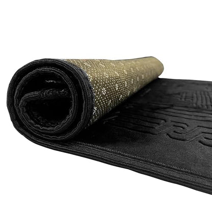 Empire Home Islamic Prayer Rug Oversized Soft Thick Plush Musalla Mat - for Men Women Childred - سجادة صلاة (Black) - color: Black