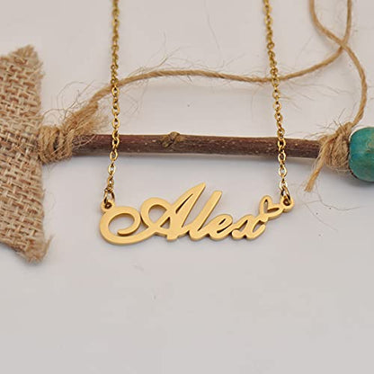 HUAN XUN 맞춤형 맞춤 제작 여성용 목걸이 골드 실버 | 18k Gold Plated Nameplate Heart Pendant,Adjustable Delicate Chain,Personalized Gifts for Mother Day Christmas Birthday - color: 34-골드.