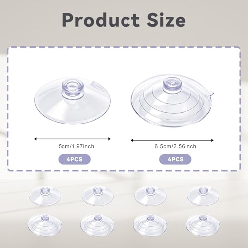 JJUNW 8pcs Sponge Holder Suction, 2 Inch and 2.5 Inch PVC Heavy Replacement Suction Cups for Sponge Holder, Kitchen Sink Caddy Suction Cup, suction cups for sink caddy