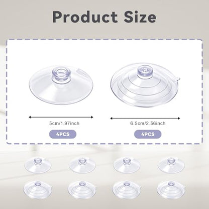 JJUNW 8pcs Sponge Holder Suction, 2 Inch and 2.5 Inch PVC Heavy Replacement Suction Cups for Sponge Holder, Kitchen Sink Caddy Suction Cup, suction cups for sink caddy