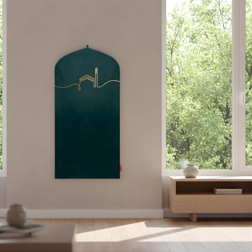 TAKVA EasiClean™ Indoor Prayer Mat | Kaaba Collection (ComfitPlus, Kaaba Emerald) Padded Memory Foam Prayer Rug, Muslim, Islamic Prayer Rugs - color: Kaaba Emerald