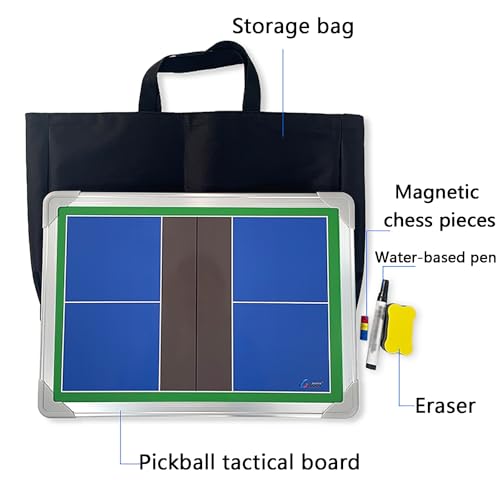 Magnetic Pickleball Coaching Board, Pickleball Lineup Board, Double-Sided Dry Erase Whiteboard, Easy to Write, with Storage Bag, for Practical Training