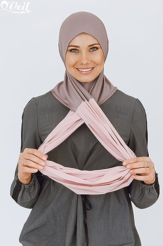 Cotton and Shiffon headscarf, instant hijab, ready to wear hijab for women - color: Powder