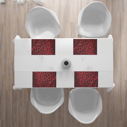 Placemats Set of 4 Heat Resistant Red Leopard Pattern Place mat for Dining Table Non-Slip Table Mats Desktop Protection Pad Washable Place Mats for Kitchen Dining Outdoor - color: Red Leopard Pattern