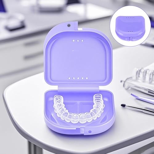 6 Pcs Retainer Case with Vent Holes Small Dental Aligners Containers Night Mouth Guard Case Travel Slim Dental Retainer Box for Yellow Pink Purple White Green Blue Easy to Use