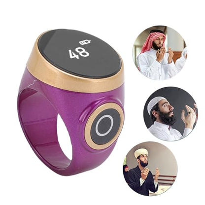 Smart Counter, Digital LCD Screen Rechargeable Electronic Tally for Muslim Islamic Prayer Work Sports, Finger Counter Touch Control - color: Purple