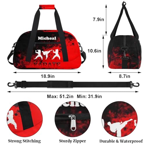 Personalized Martial Art Bag Duffel Bag for Girls, Custom Taekwondo Karate Bag Overnight Bags for Travel Weekender Practice Fighters - color: Option 4
