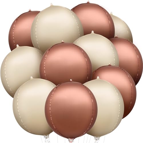 KatchOn, Brown and Cream Balloons Set - 22 Inch, Pack of 12 | Bobo Balloon Brown for Brown Birthday Decorations | Brown Foil Balloons, Boho Decorations for Party | Boho Party Decorations - color: Brown and Cream