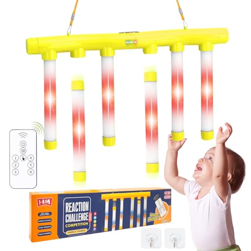 OCES Reflex Stick Game, Reflex Light-Up Sticks Reaction Training Hand Speed Challenge Game, Upgrade Hand Eye Coordination Training Toy Remote Control 3 Adjustable Speed (Light-Up Yellow) - color: Light-up Yellow